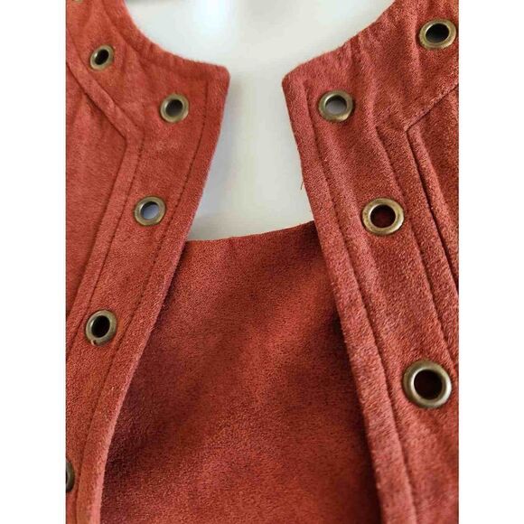 Positive Attitude women's 12 copper bronze 2 piece set suede jacket & tank Autum - Picture 6 of 7